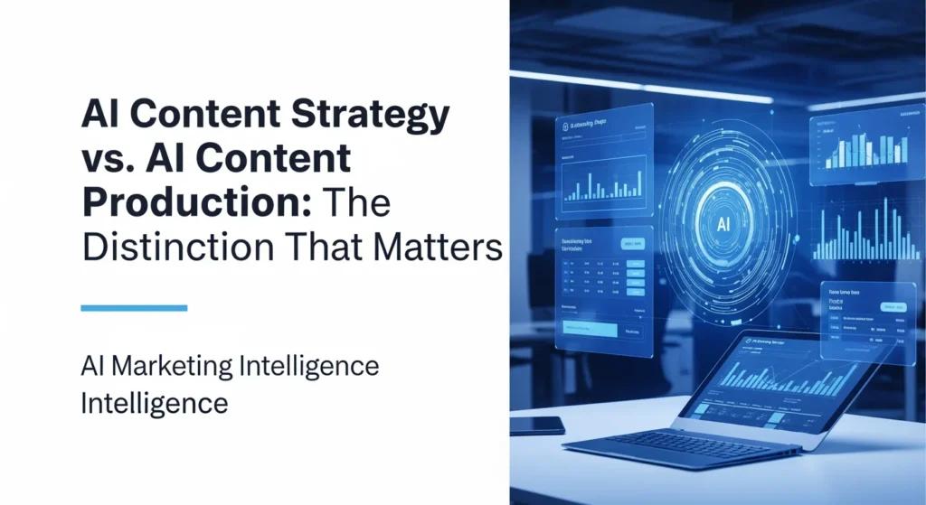 Professional image representing AI Content Strategy vs. AI Content Production: The Distinction That Matters