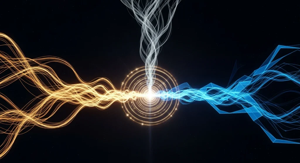 Three data streams — first-party behavioral signals, AI advertising phrase patterns, and no-click impressions — converging into a unified intelligence loop for content strategy