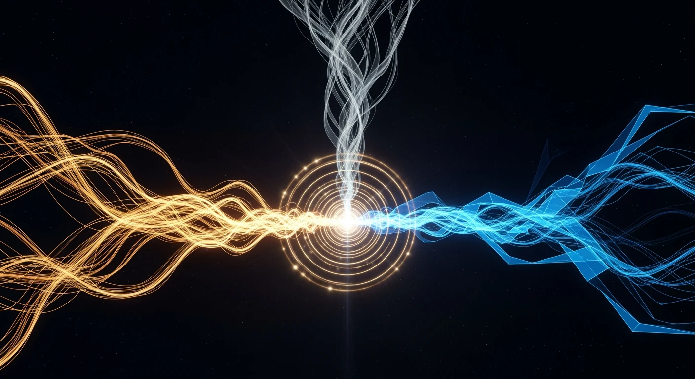 Three data streams — first-party behavioral signals, AI advertising phrase patterns, and no-click impressions — converging into a unified intelligence loop for content strategy