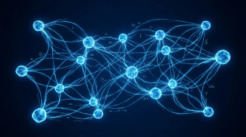 AI agents agentic marketing — autonomous agent node topology visualization