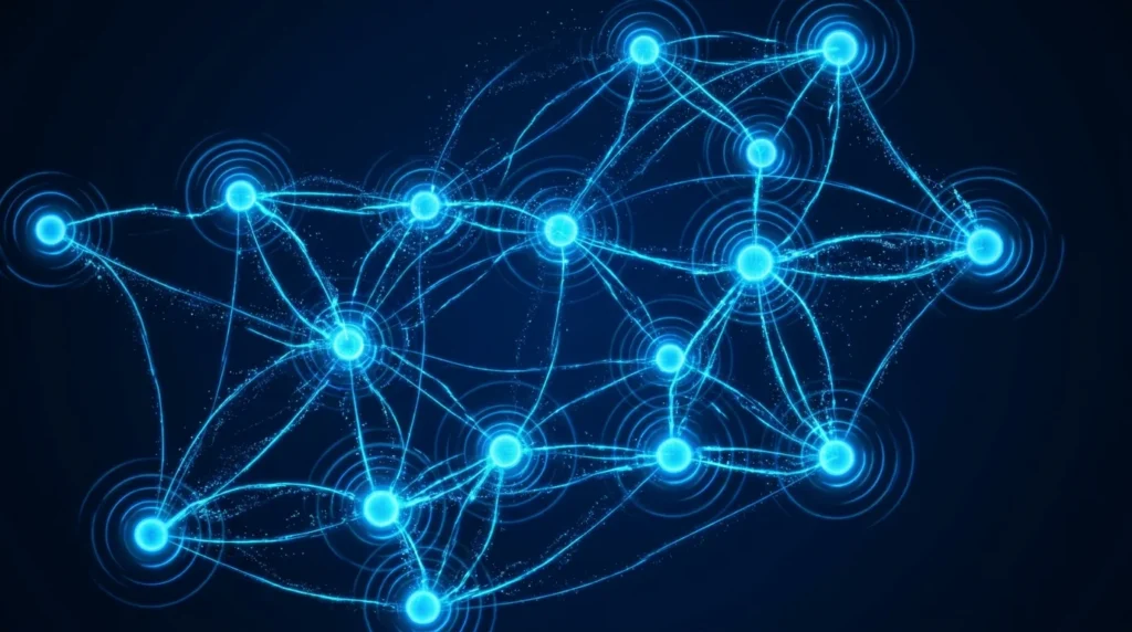 AI agents agentic marketing — autonomous agent node topology visualization
