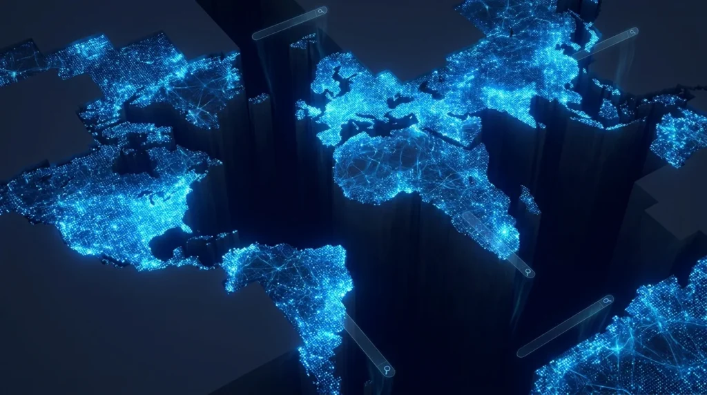 Content gap intelligence map — illuminated and dark zones of topical coverage