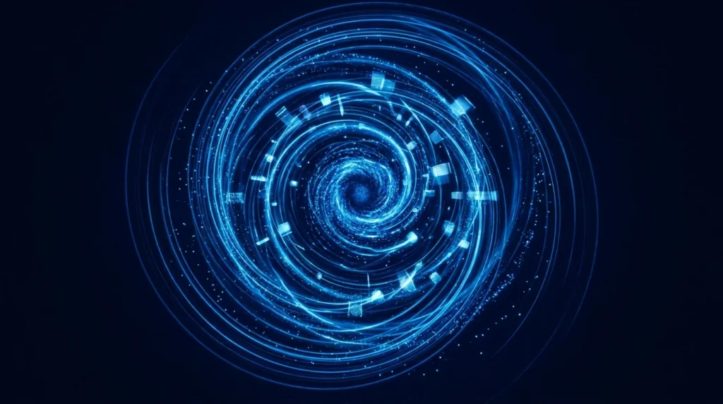 First-party data flywheel — intelligence feedback loop spiral visualization