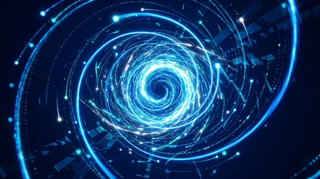 First-party data flywheel — intelligence feedback loop spiral visualization