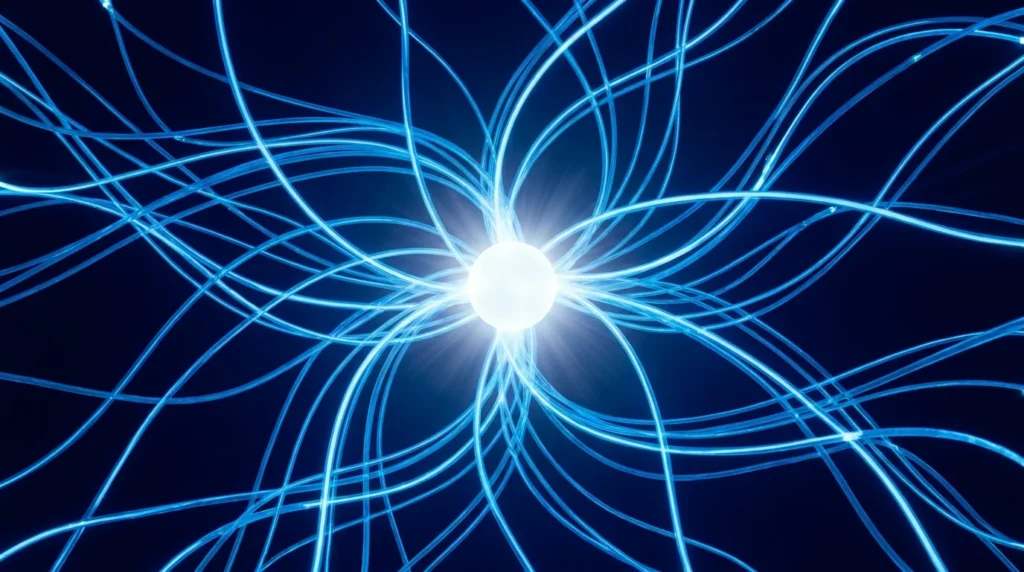 Marketing ROI attribution — converging signal paths to outcome visualization