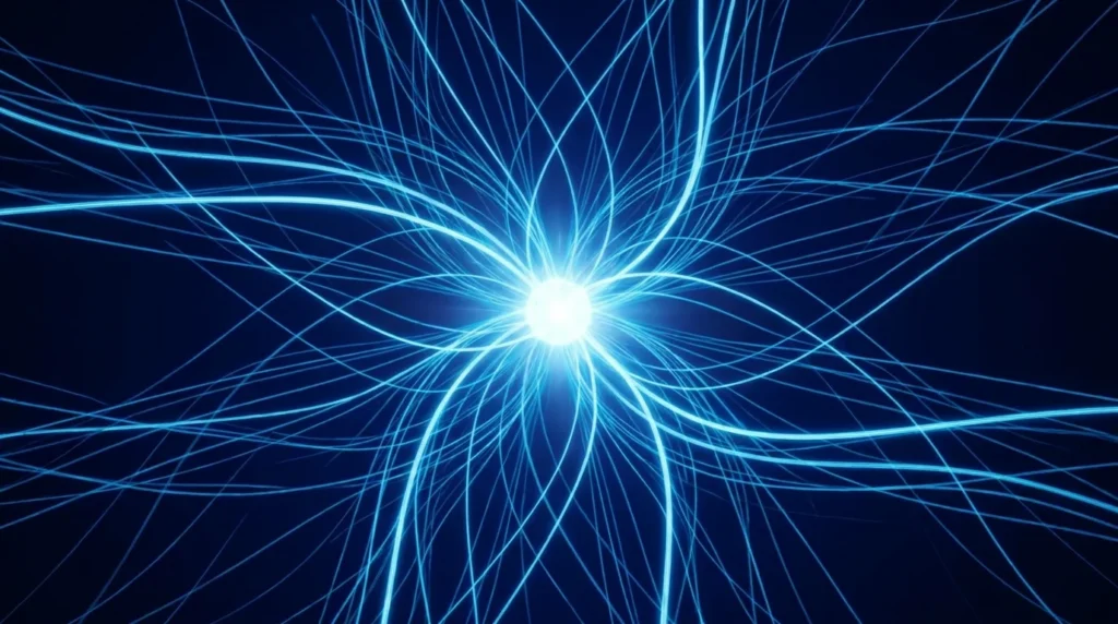 Marketing ROI attribution — converging signal paths to outcome visualization