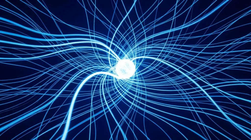 Marketing ROI attribution — converging signal paths to outcome visualization