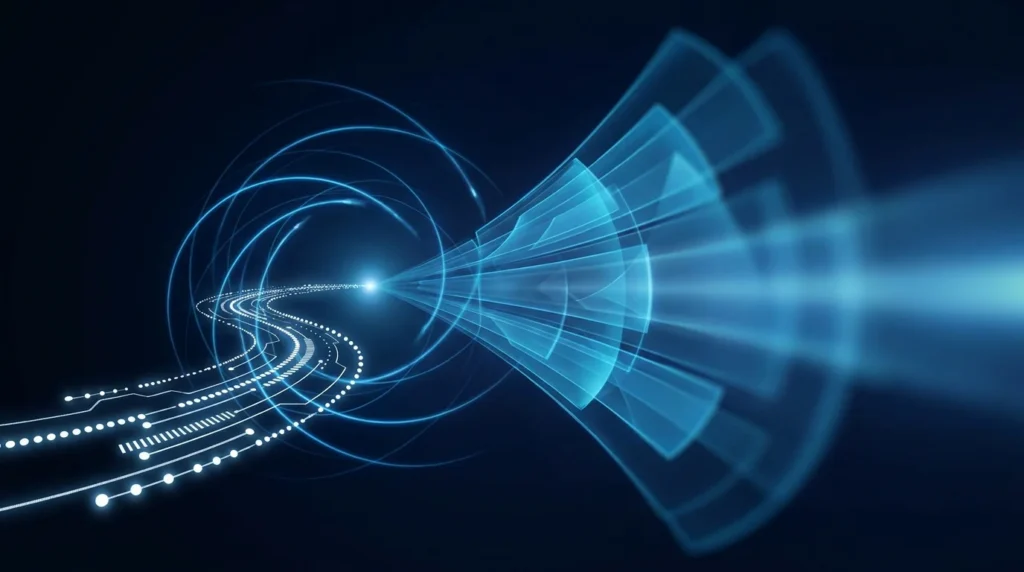 Predictive analytics intelligence — probability cone forward-looking data visualization