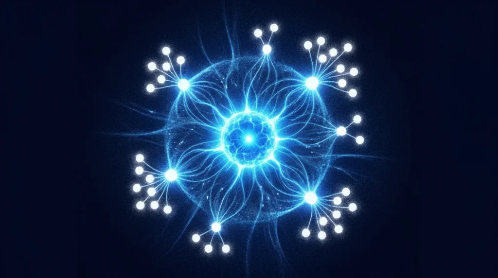 Topic authority content strategy — hub and spoke expertise topology visualization