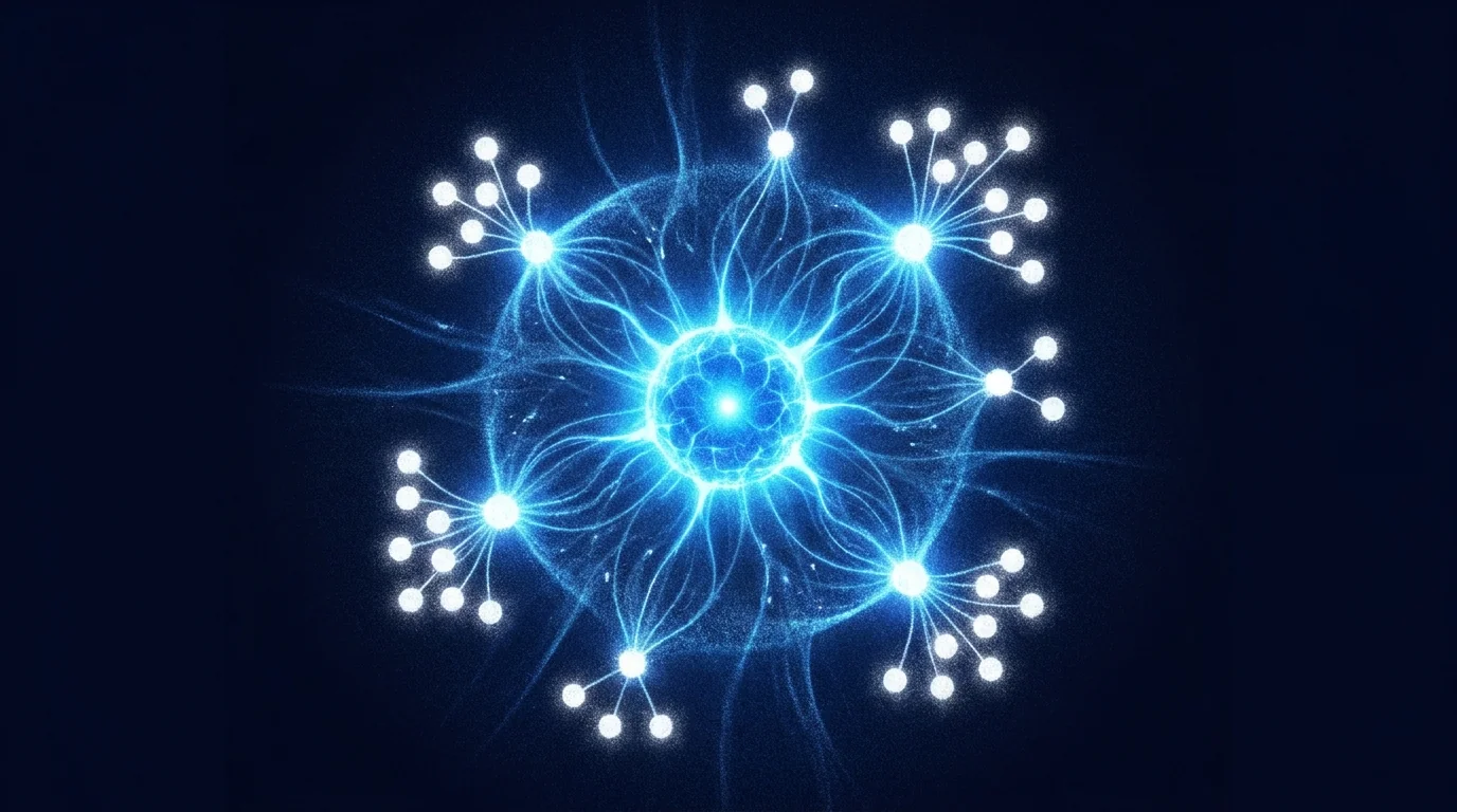 Topic authority content strategy — hub and spoke expertise topology visualization